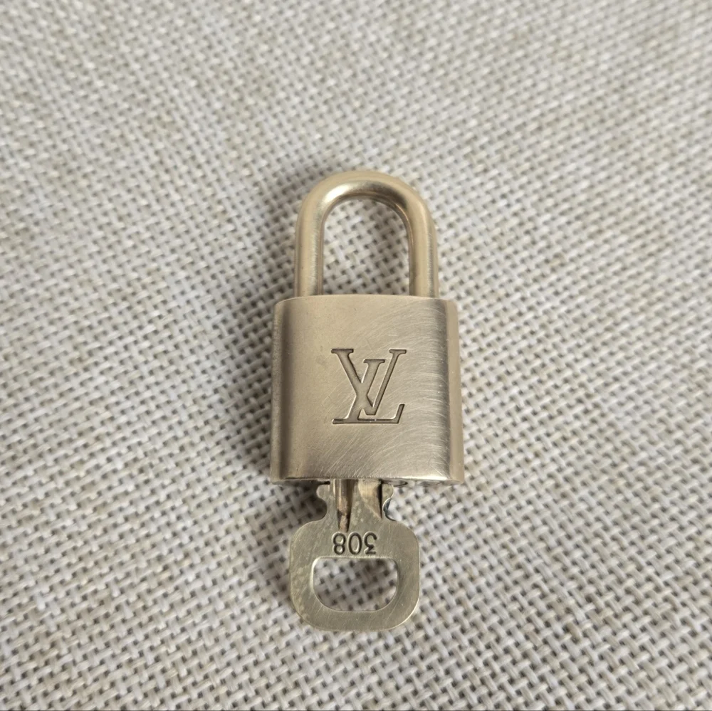 Louis Vuitton Lock and Key #308 Gold Brass Padlock Authentic